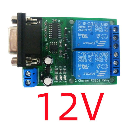 N228D02 DC 12V 24V 2CH DB9 UART Relay Module RS232 Serial Port Switch Board For PC PLC Motor LED PTZ