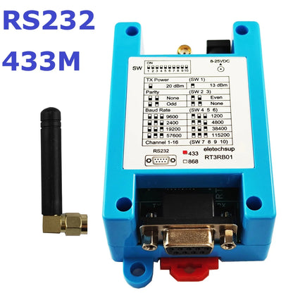 RT4RA01 433M 868M RS485 RS232 DTU VHF/UHF Radio Modem Wireless Transceiver 1200-115200 None/Odd/Even Dip Switch Set Master-slave Network
