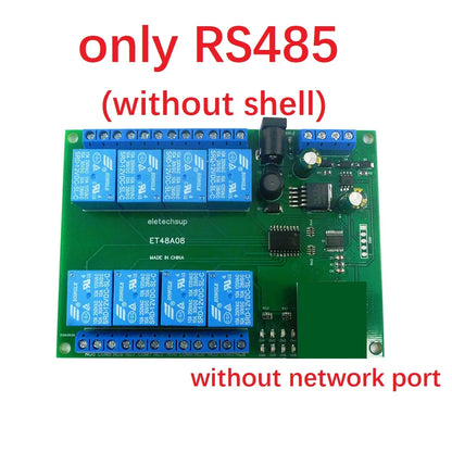 ET48A08 2 IN 1 8Ch Network Ethernet RS485 Relay Modbus RTU Slave TCP/IP UDP UART Switch Module PLC Industrial Control Board