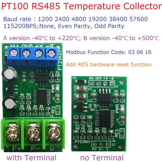 PT21A01 PT22B01 1CH 500 Celsius PT100 Thermocouple RTD emperature Sensor RS485 Temperature Sensor Module Modbus RTU Board Paperless Recorder