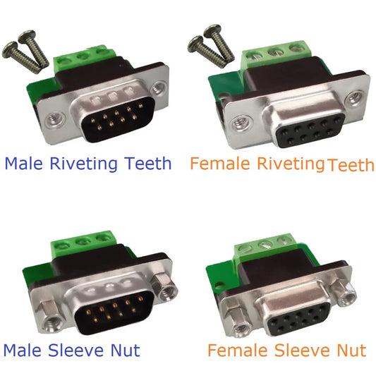DB9FA03 DB9MB03 DB9 to (RXD TXD GND) 3Pin Terminal RS232 Converter Adapter Riveting Teeth Sleeve Nut for Arudino  MEGA PLC