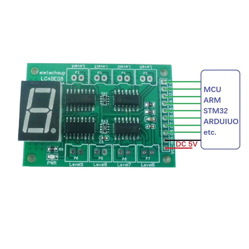 LC4BE08 DC 5V 8 Port Water Level Detect Display Board Liquid  Controller Sensor Switch Module for Arduiuo  MEGA2560 NANO MCU STM32