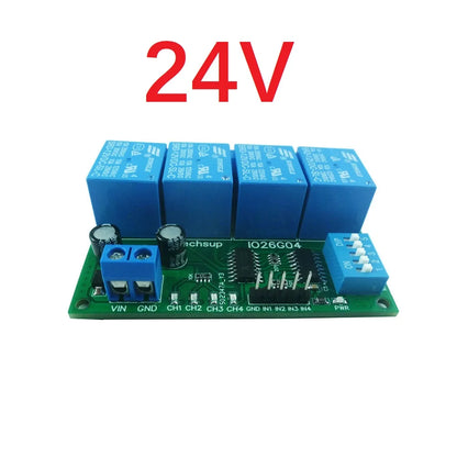 IO26G04 4ch Multifunction Delay Relay Module Flip-Flop Latch Bistable Self-locking Interlock Latch Power Conditioner Sequencer Board