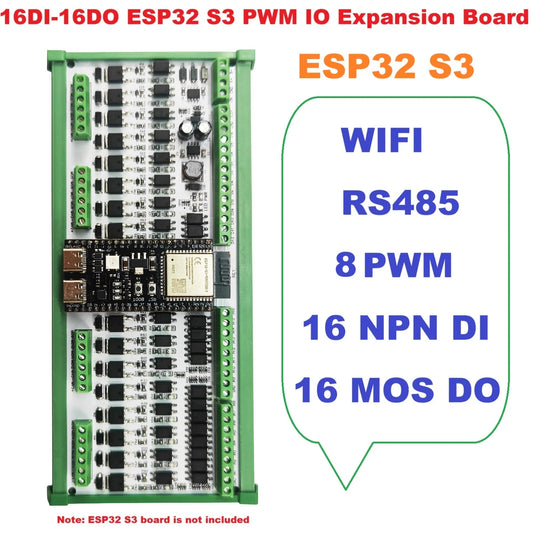 ESS3H32 16DI-16DO RS485 ESP32-S3 expansion board Wi Fi BLE 3A MOS PWM digital analog output solid-state relay module  44PIN ESP32 S3