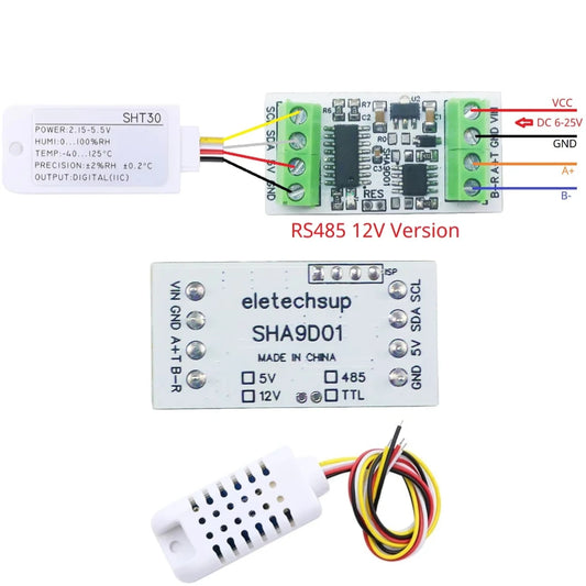 SHA9D01 Industrial Temperature & Humidity SHT30 Sensor Adapter Board RS485 TTL Modbus Rtu Analog Remote IO SHA9D01 Module HMI PLC Expand