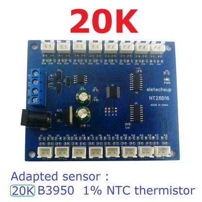 NT28B16 DC 12V 24V 16CH RS485 Temperature Collector Module Resistance measurement Multimeter 10K/20K/50K/100K B3950 NTC Sensor