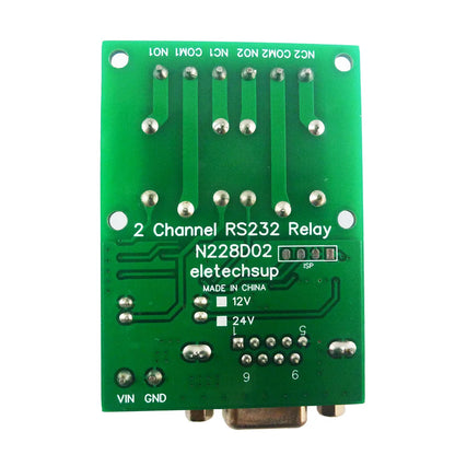 N228D02 DC 12V 24V 2CH DB9 UART Relay Module RS232 Serial Port Switch Board For PC PLC Motor LED PTZ