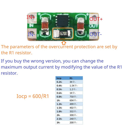 NDOV05MB DC 3.3-5V 0.2-2.5A Overvoltage Overcurrent Power Supply Protector OCP OVP UVLO OTP Protection Module for 18650 Lion Lifepo4 NIMH