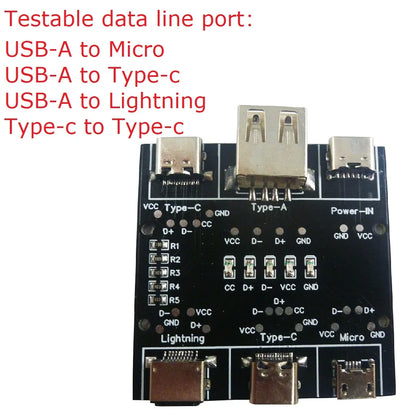 UD11A03 DT3 Data Cable Detection Board USB Cable Tester Short Circuit On-Off Switching For  Type-C Micro  Lightning Test Board Tool