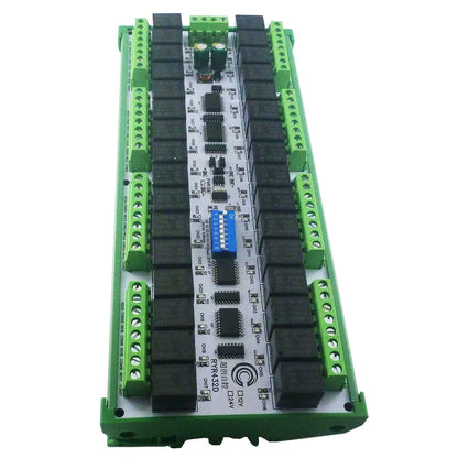 RYR432D Easy to Install DIN Rail Box DIP Switch Setup Parameters DC 12V 24V 20A 32CH Modbus RTU RS485 Relay Module RYR432D