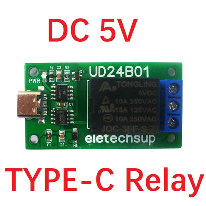 UD24B01 N229E01 TYPE-C USB  Relay Module DC 5V 12V PC UART Serial Port RS232(TTL) Switch Board for Arduiuo  MEGA