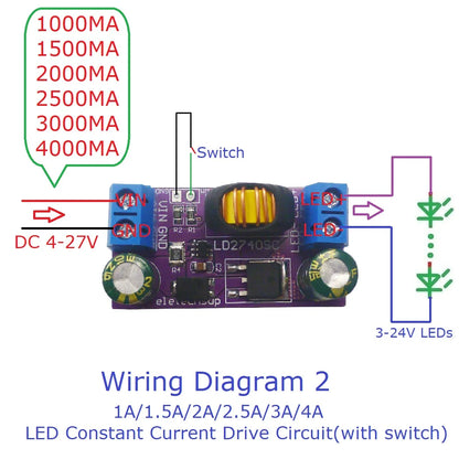LD2740SC 1A/1.5A/2A/2.5A/3A/4A High-Power Constant-Current Step-Down LED Driver Board DC 4-27V for Automotive RCL DRL Fog Lights