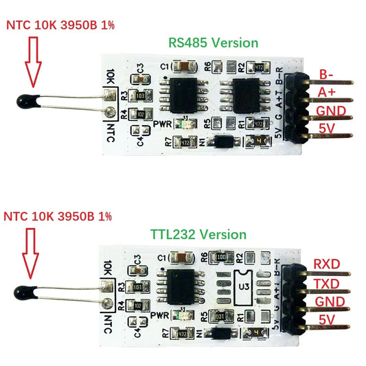 NT38D01 1k-100K Resistance to RS485 RS232(TTL) Converter 10K 3950 NTC Thermistor Temperature Acquisition Module