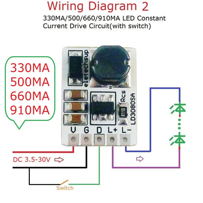LD3080SA 20W DC 3.7-30V PWM ON/OFF Control LED Driver Module 330/500/660/910MA Constant Current for Flashlight Headlight Emergency Light