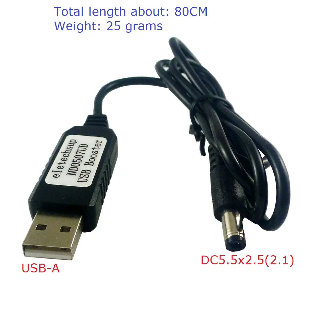 ND0507UD 5V to 9V/12V USB A to DC 5.5*2.1mm Boost DC-DC Conerter Voltage Step-up Cable for Arduiuo  MEGA2560 Wifi Router Mobile Power