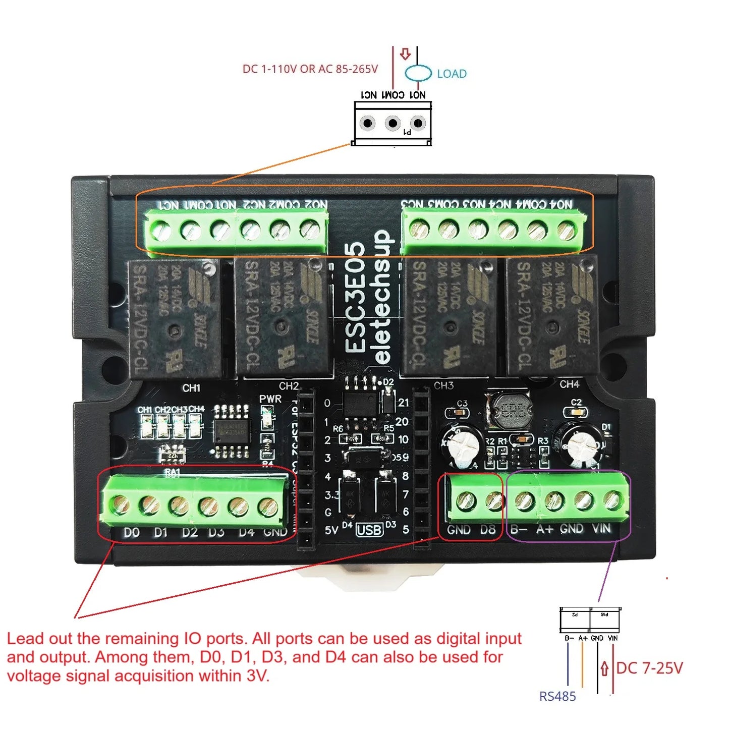 ESC3E05 RISC-V SOC Wi-Fi BLE Development Board ESP32 C3 Super Mini RS485 Relay Expansion Module for Arduino Smart Home IOT Simple PLC