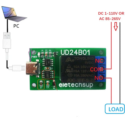 UD24B01 N229E01 TYPE-C USB  Relay Module DC 5V 12V PC UART Serial Port RS232(TTL) Switch Board for Arduiuo  MEGA