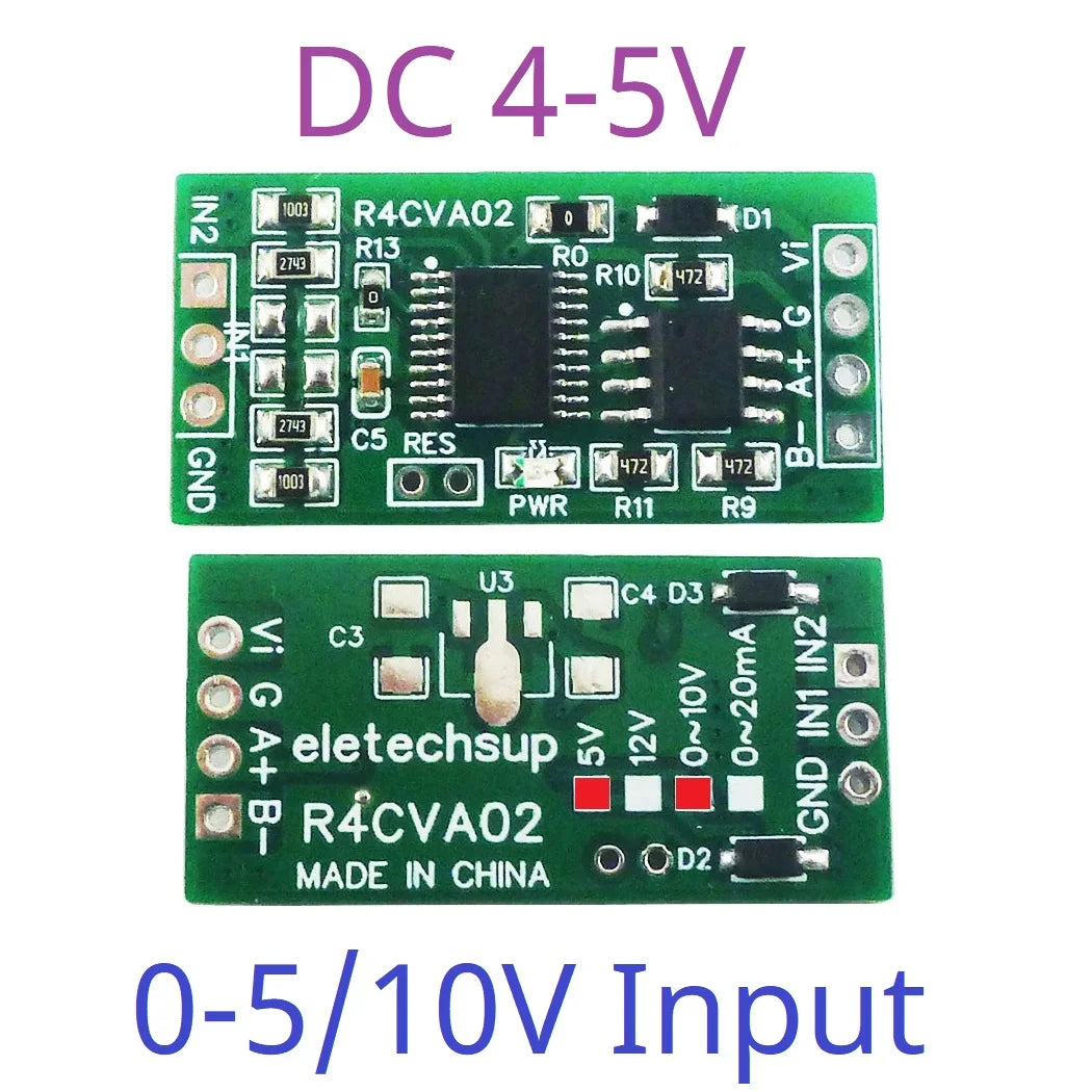 R4CVA02 Mini 2CH Modbus RTU RS485 A/D Converter for 4-20mA  0-5V 0-10V Input Signal 4-25VDC R4CVA02