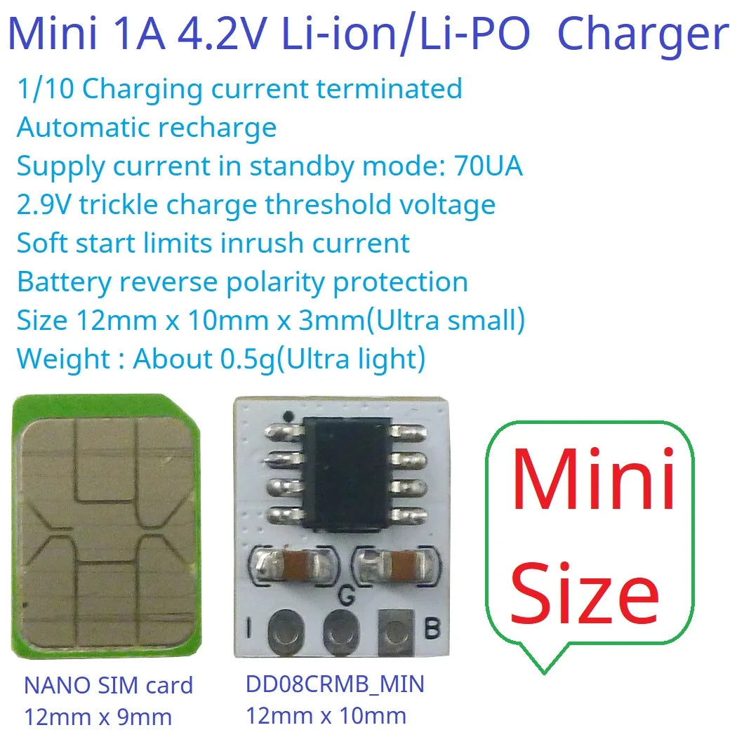 DD08CRMB Trickle/Constant Current/Constant Voltage Multifunctional Lithium Battery Charge Manager 1A 4.2V Li-ion/Li-Po Charger DD08CRMB