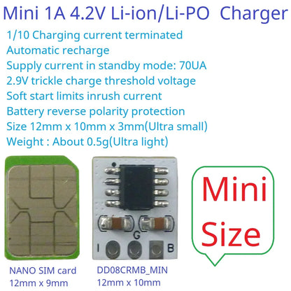 DD08CRMB Trickle/Constant Current/Constant Voltage Multifunctional Lithium Battery Charge Manager 1A 4.2V Li-ion/Li-Po Charger DD08CRMB