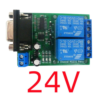 N228D02 DC 12V 24V 2CH DB9 UART Relay Module RS232 Serial Port Switch Board For PC PLC Motor LED PTZ