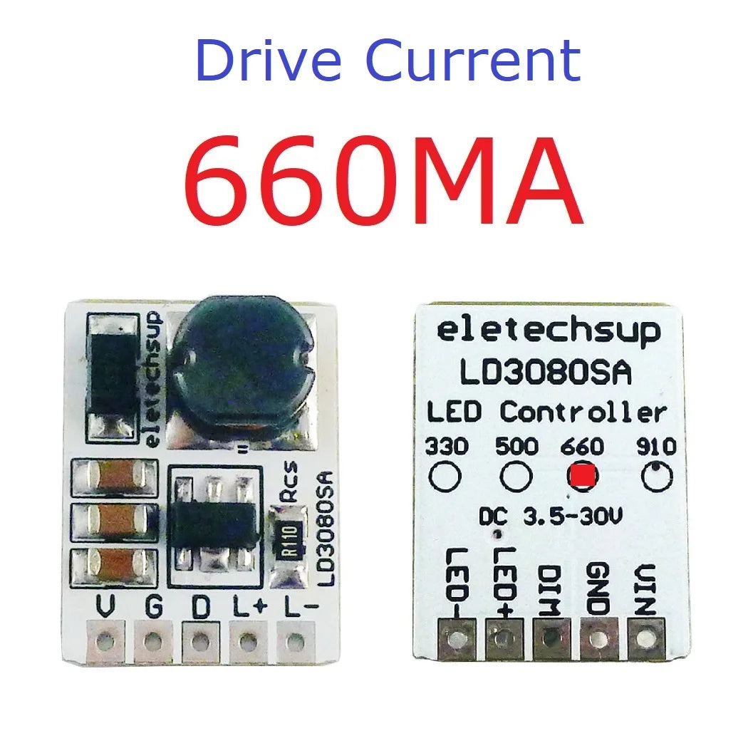 LD3080SA 20W DC 3.7-30V PWM ON/OFF Control LED Driver Module 330/500/660/910MA Constant Current for Flashlight Headlight Emergency Light