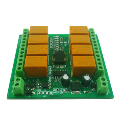 N4ROD08 DC 12V-24V 8 Channels Micro Size & Low Power Consumption RS485 RS422 Relay Board DIN C35 Rail Mount Box for PLC HMI