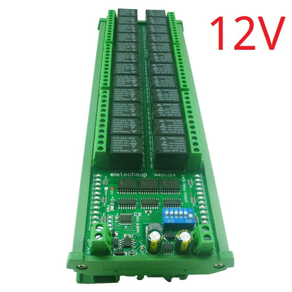 N4DOJ24 24CH RS485 ON/OFF Momentary Delay Latch 12V 24V Relay Module Uart Modbus PLC IO Board N4DOJ24 for Motor LED Smart Home Diy