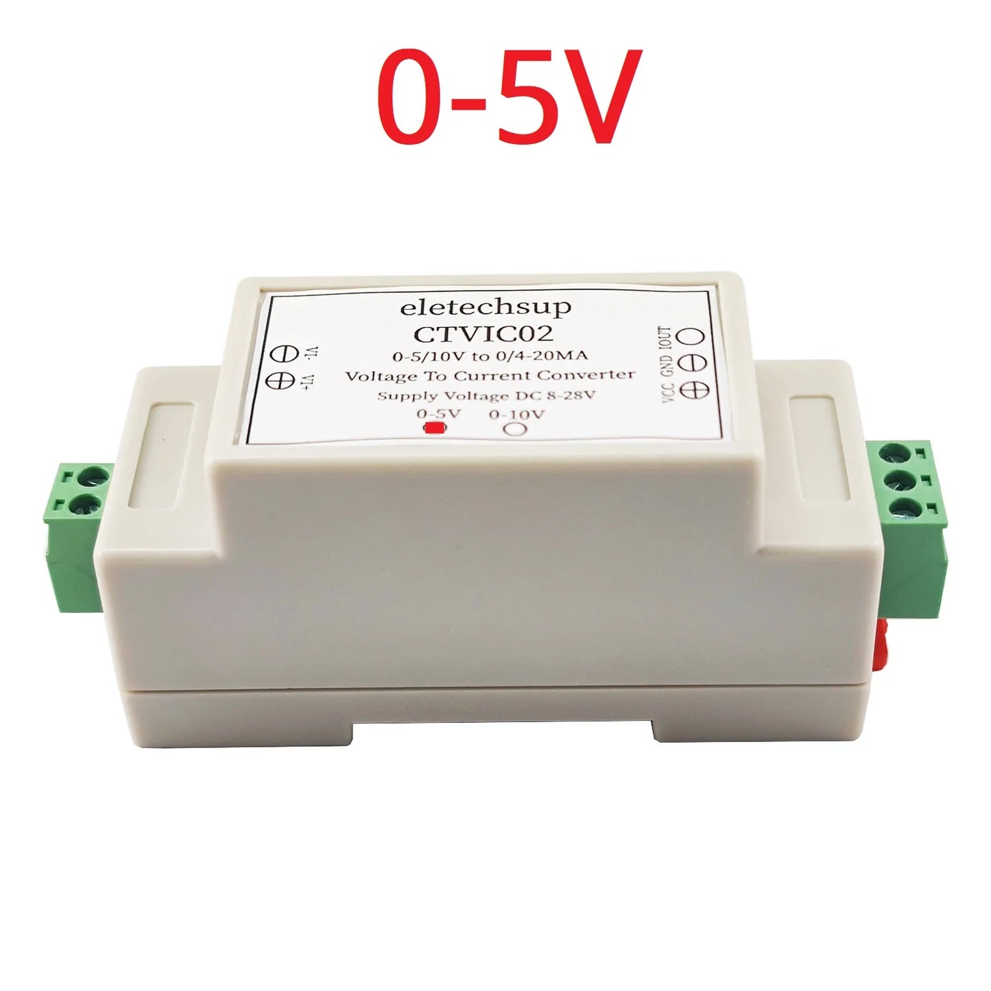 CTVIC02 Industrial Grade Voltage to Current Transmitter 0-5V/0-10V to 4-20mA/0-20mA V/I Linear Converter DAC to Current Din Rail Shell