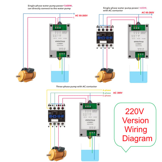 LC35D01 LCCAB01 30A Water Pump Automatic Start-Stop Controller 304 Waterproof Rust-proof Water Liquid Level Sensor Probe DC 12V 24V AC 110V 220V