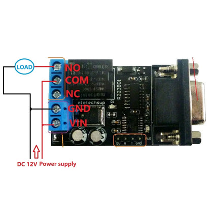 R223B01 1Ch DC12V PC COM DB9 RS232 Serial Port Delay Relay Module for LED Motor PLC