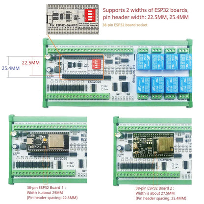 ES32D26 2AO-8AI-8DI-8DO ESP32 Wifi Network Relay Board 4-20MA 0-10V Digital Analog Input Output Module for Smart Switch IOT Simple PLC
