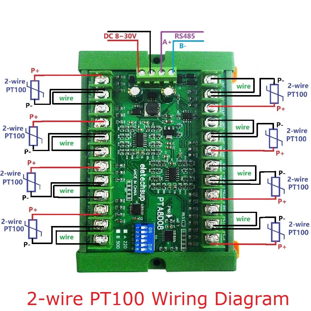 PTA8D08 8AI RS485 Analog Input PT100 RTD RS485 Temperature Sensor Acquisition Module replace NTC K Thermocouple DS18B20