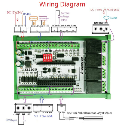 ES32G15 ESP32-DevKitC Smart Home Expansion Board NTC Temperature Collection Current Voltage Input Output Relay Switch for Arduino MQTT