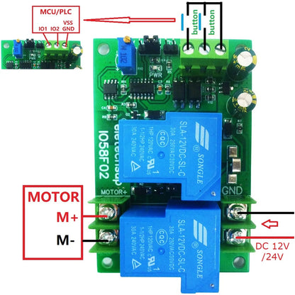 IO57E02 IO58F02 DC 12V 24V Brushed Motor Forward Reverse Controller Overload Overcurrent Short Circuit Overheat Protector Module