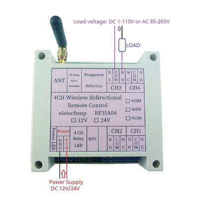 RF35A04 Wireless Bidirectional Remote Control 433M 868M Feedback AES Rolling Code for Gating Crane Garage Door Industrial Manufacturing