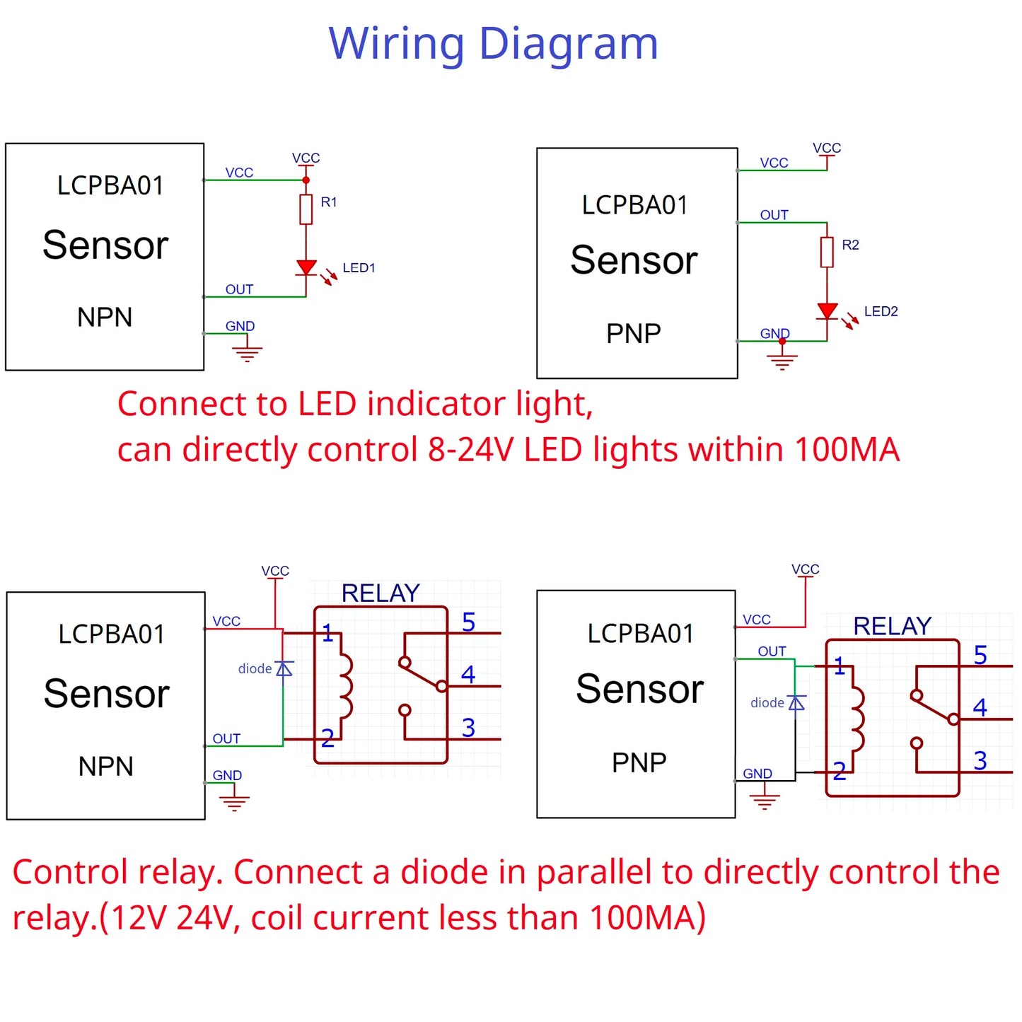 LCPBA01 DC 9V 12V 24V Non Contact Liquid Level Sensor Liquid Detection Switch Controller Water Level Detector Water Level Sensor