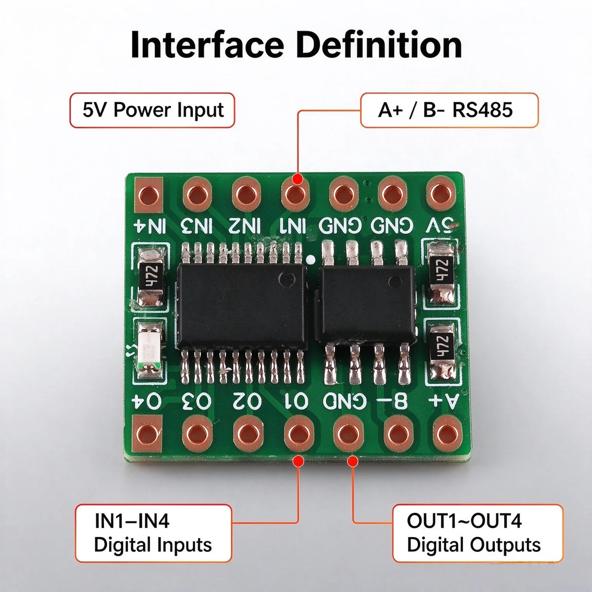 R4PLB04 4DI-4DO Modbus Rtu Multifunctional RS485 IO Module NPN PNP Pulse Counter Watchdog Remote IO Board for Arduino PLC HMI