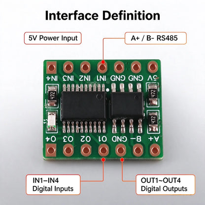 R4PLB04 4DI-4DO Modbus Rtu Multifunctional RS485 IO Module NPN PNP Pulse Counter Watchdog Remote IO Board for Arduino PLC HMI