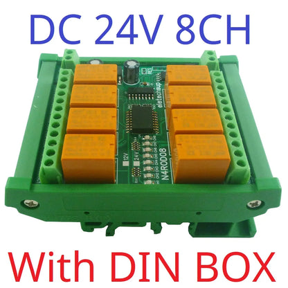 N4ROD08 DC 12V-24V 8 Channels Micro Size & Low Power Consumption RS485 RS422 Relay Board DIN C35 Rail Mount Box for PLC HMI