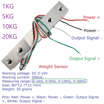 WG18A02 DC 5V 12V RS485 UART Modbus RTU HX711 Pressure Weight Sensor Electronic Scale Module for PLC Configuration Software
