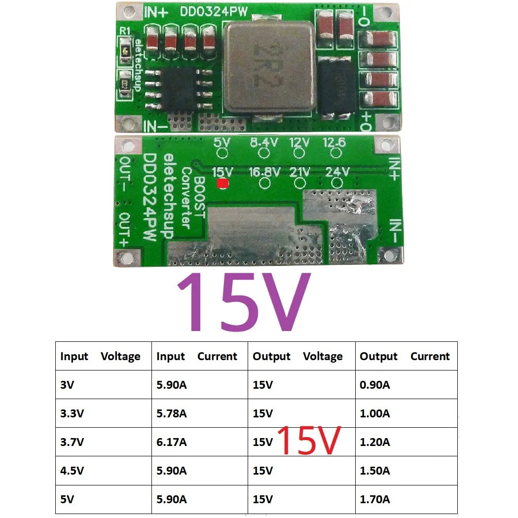 DD0324PW 25W Mini Size High-power 2-5Cell Battery Multiplier 3.7V 4.2V to 8.4V 12.6V 16.8V 21V DC-DC Boost Converter Module 5V 12V 15 24V