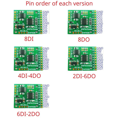 R4PIN08 DC 5V 12V 24V 8CH RS485 2.54mm Pin Core Board Modbus Rtu Input and Output Control PLC HMI Remote IO Expanding Board R4PIN08
