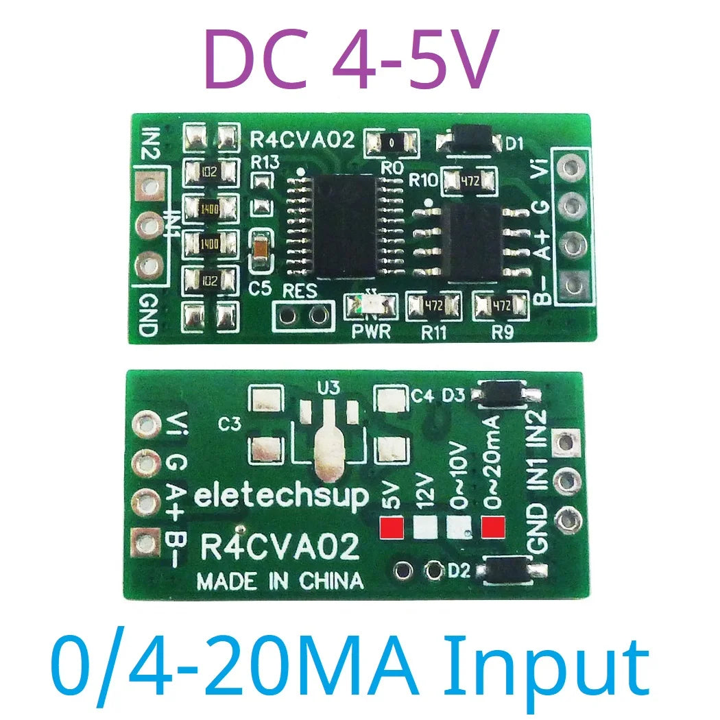 R4CVA02 Mini 2CH Modbus RTU RS485 A/D Converter for 4-20mA  0-5V 0-10V Input Signal 4-25VDC R4CVA02