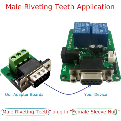 DB9FA03 DB9MB03 DB9 to (RXD TXD GND) 3Pin Terminal RS232 Converter Adapter Riveting Teeth Sleeve Nut for Arudino  MEGA PLC