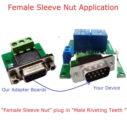 DB9FA03 DB9MB03 DB9 to (RXD TXD GND) 3Pin Terminal RS232 Converter Adapter Riveting Teeth Sleeve Nut for Arudino  MEGA PLC