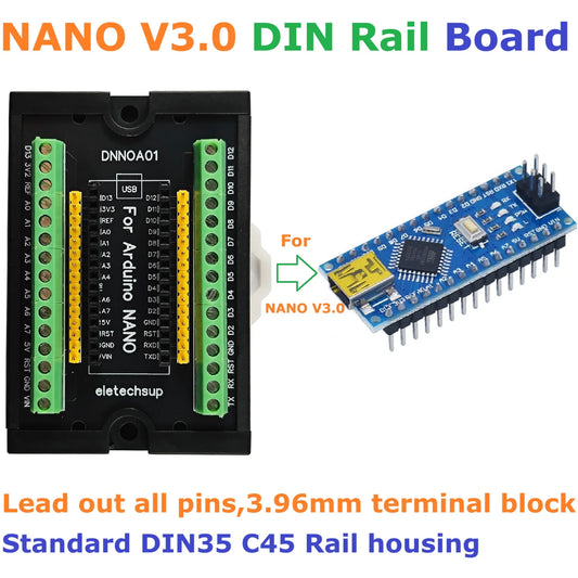 DNNOA01 NANO V3.0 DIN35 C45 DIN Rail Expansion Board 3.96MM Mount Screw Terminal Block Adapter Module for Arduino Open PLC Smart Home