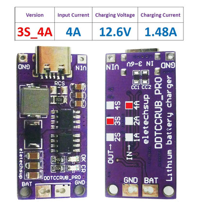 DDTCCRUB 1-4Cell Type-C to 4.2V 8.4V 12.6V 16.8V LiPo Li-Ion Battery Pack Portable Charger Diy Outdoor Emergency Power Supply Solar Panel