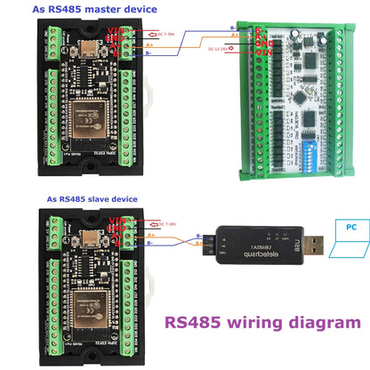 ES30485 Expansion Board DC 7-30V Power Input 5V 3.3V Output RS485 ESP32 Din Rail Mounting  for WIFI BT IOT MQTT HTTP Smart Home DIY