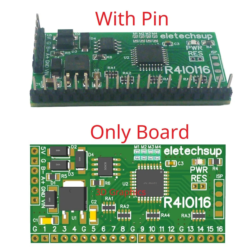 R4IOI16 16DI/16DO/8DI-8DO/4DI-12DO/12DI-4DO Modbus Rtu Digital IO RS485 2.54mm Pin Core Board for Arduino ESP32 ESP8266 PLC Smart Home